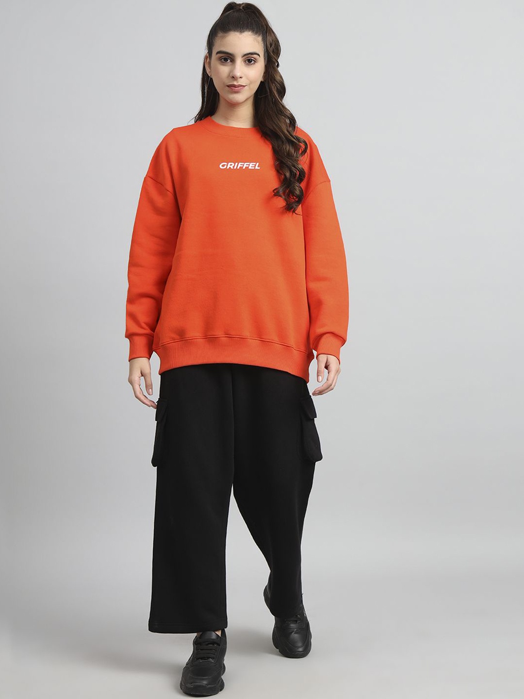 

GRIFFEL Women Mid-Rise Solid Tracksuits, Orange