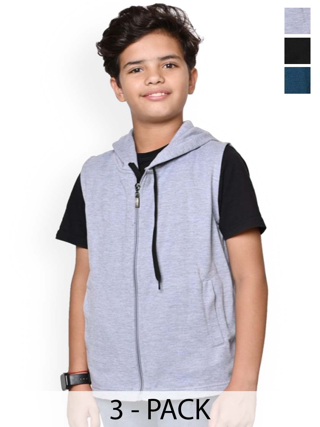 

BAESD Boys Pack Of 3 Hooded Solid Fleece Casual Bomber Jackets, Teal