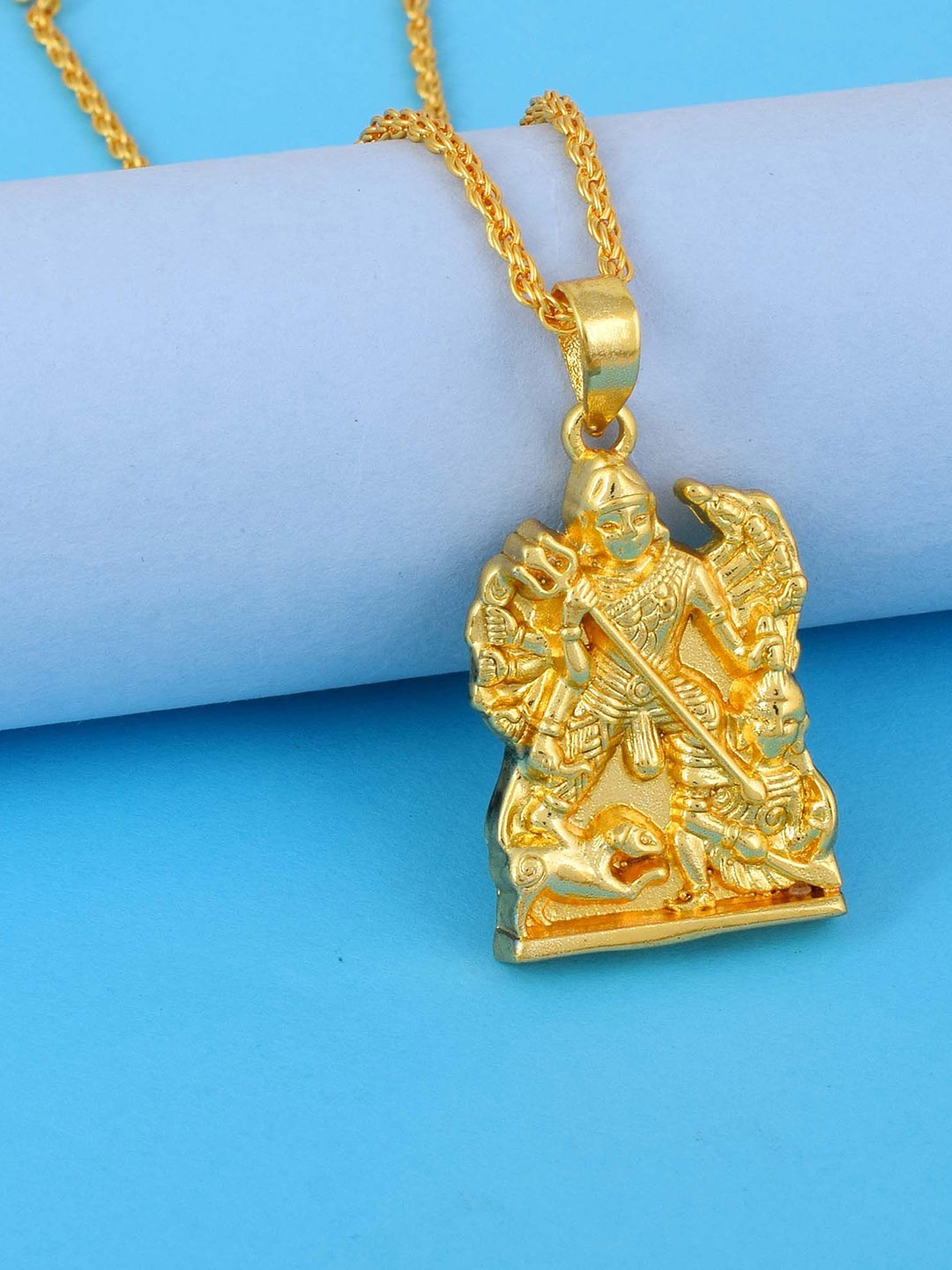 

MEMOIR Men Gold-Plated Maa Kaali Durga Contemporary Pendant