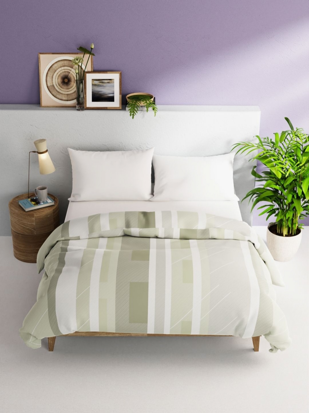 

BIANCA Victoria Green & White Striped AC Room 150 GSM Pure Cotton Double Bed Comforter
