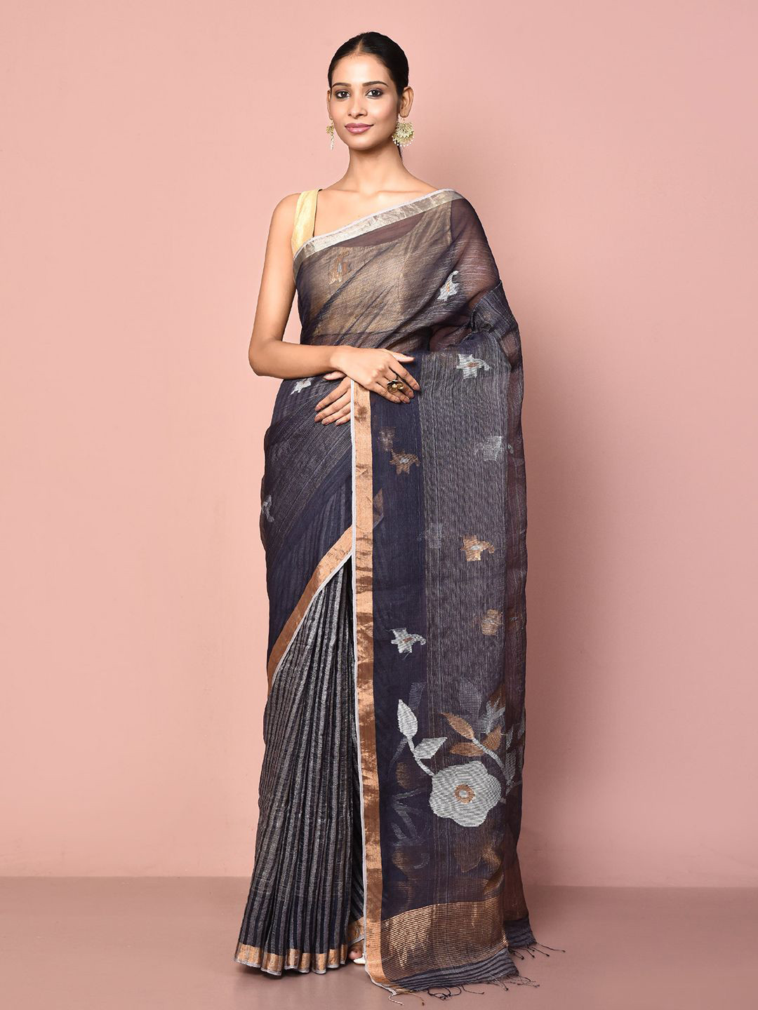 

Samyukta Singhania Woven Design Pure Silk Saree, Blue