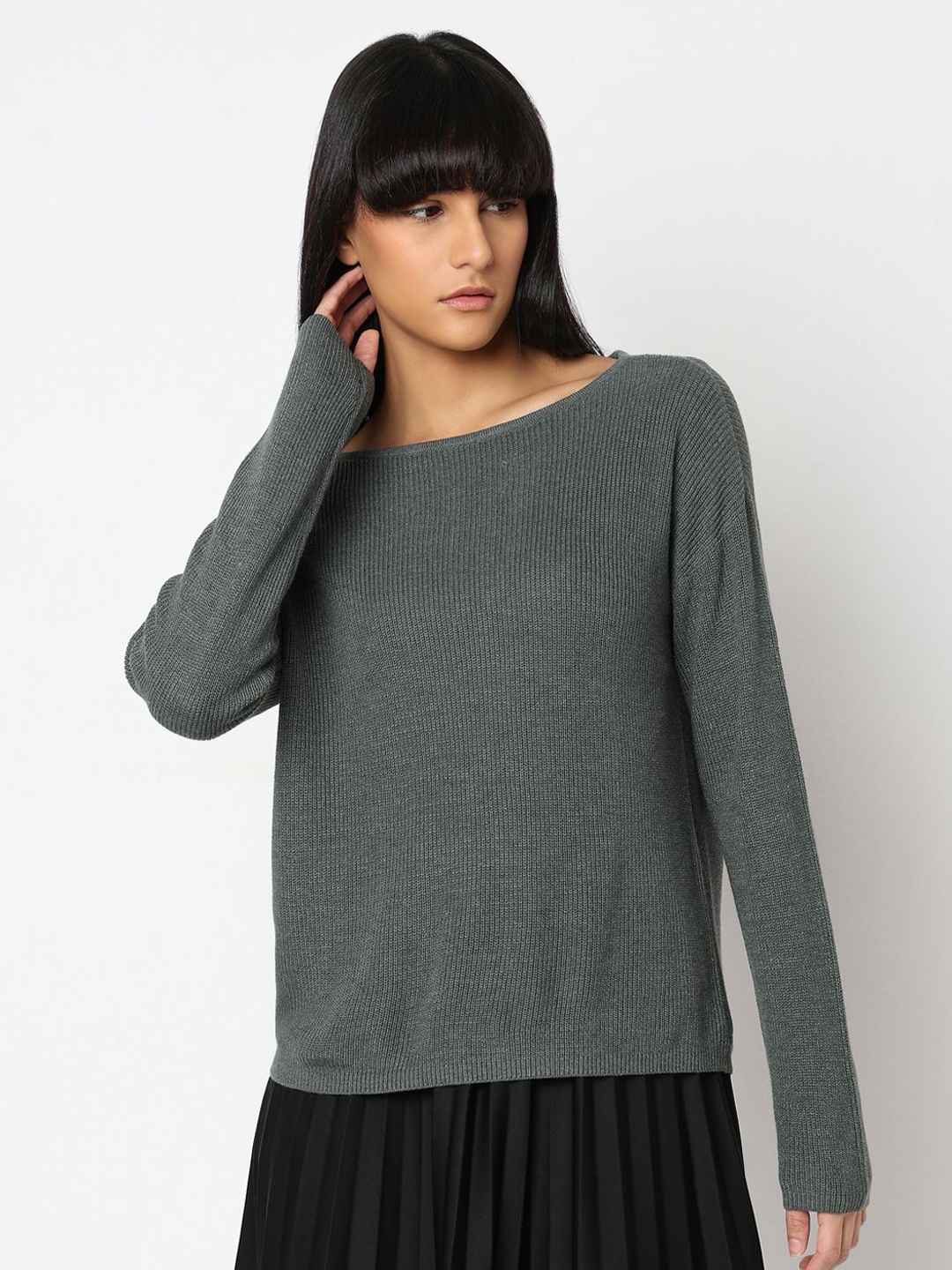 

Vero Moda Women Ribbed Pullover Sweaters, Green