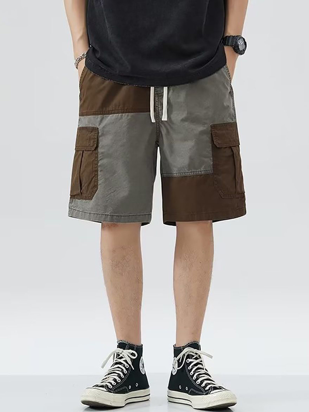 

StyleCast x Revolte Men Colourblocked Technology Shorts, Brown