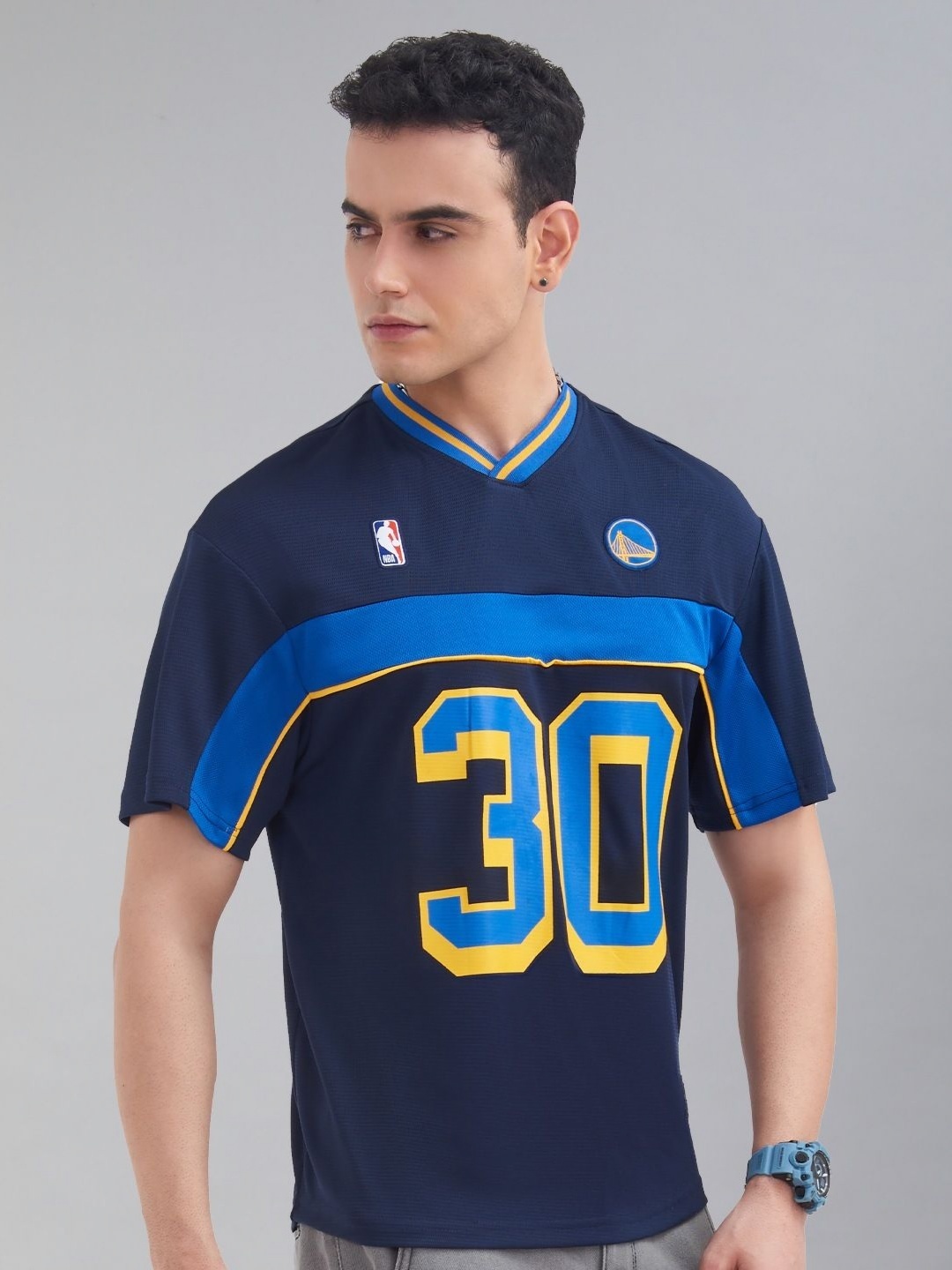 

NBA Men Typography Printed V-Neck T-shirt, Navy blue