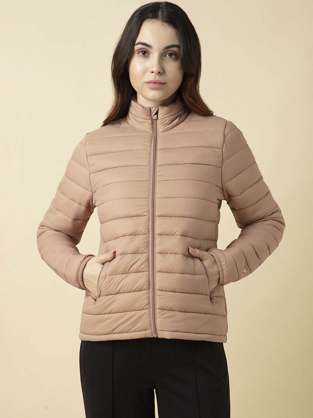 

Van Heusen Women Solid Full Sleeves Puffer Jacket, Beige