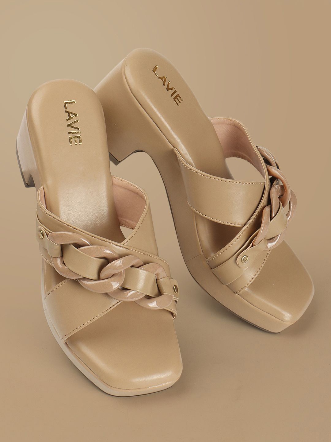 

Lavie Kitten Sandals with Tassels, Beige
