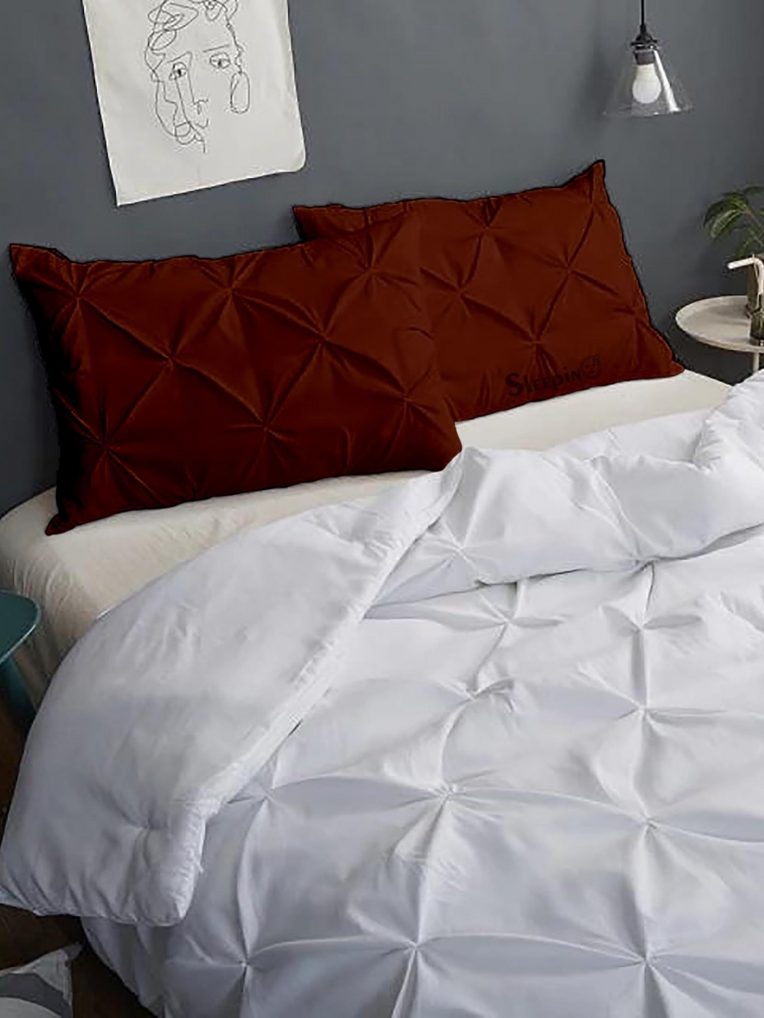 

Sleepino Brown 2 Pieces Textured Pure Cotton Rectangle Shaped Pillow Covers