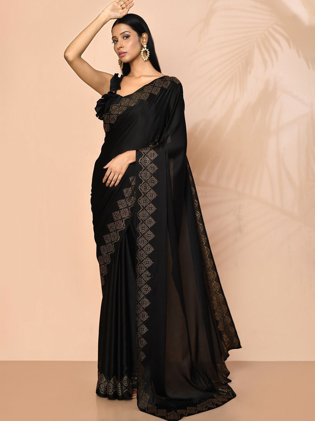

Nazaakat by Samara Singh Ethnic Motifs Satin Saree, Black