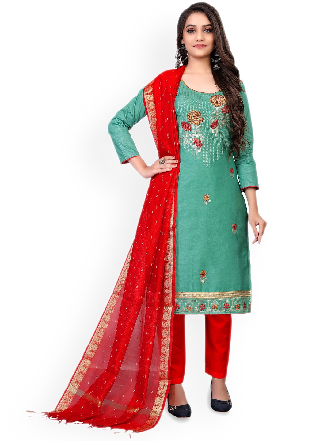 

Maroosh Ethnic Motifs Embroidered Unstitched Dress Material, Green