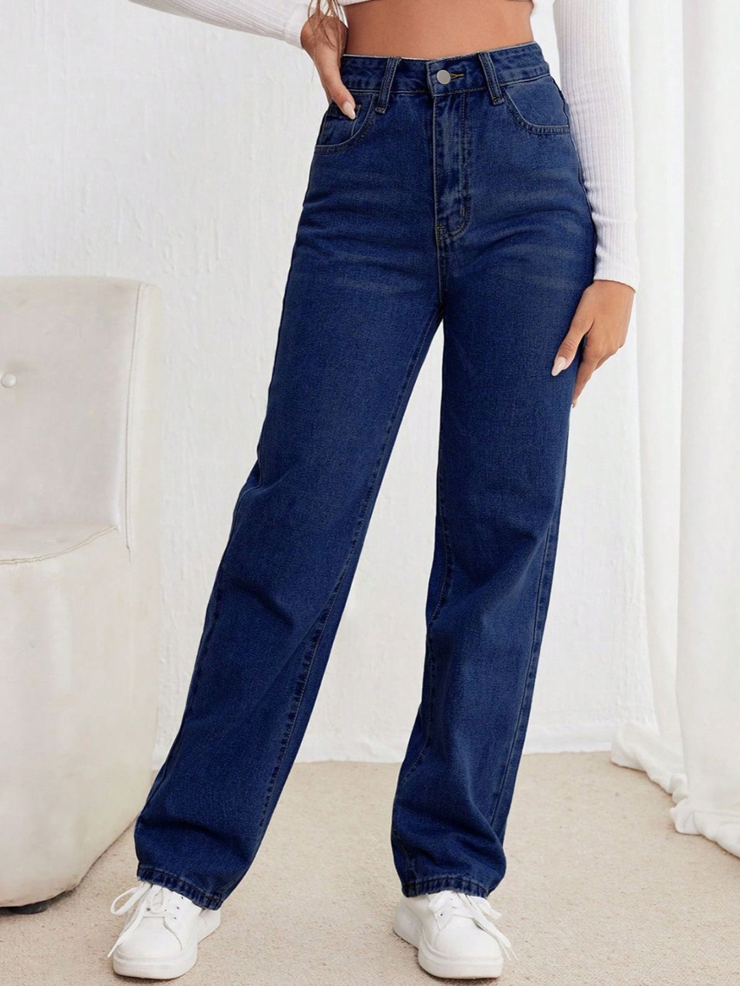 

Kotty Women Jean Straight Fit High-Rise Stretchable Jeans, Blue
