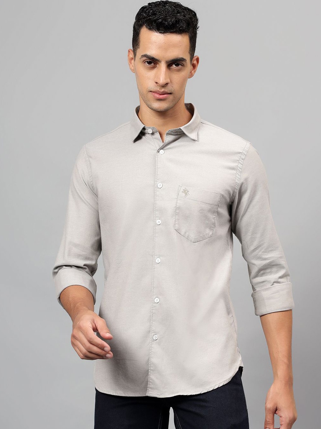 

Cantabil Men Spread Collar Solid Cotton Casual Shirt, Grey