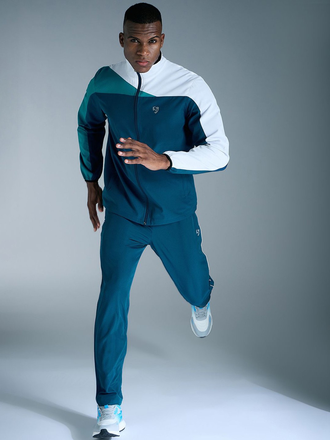 

SG Men Colourblocked Sports Tracksuits, Teal