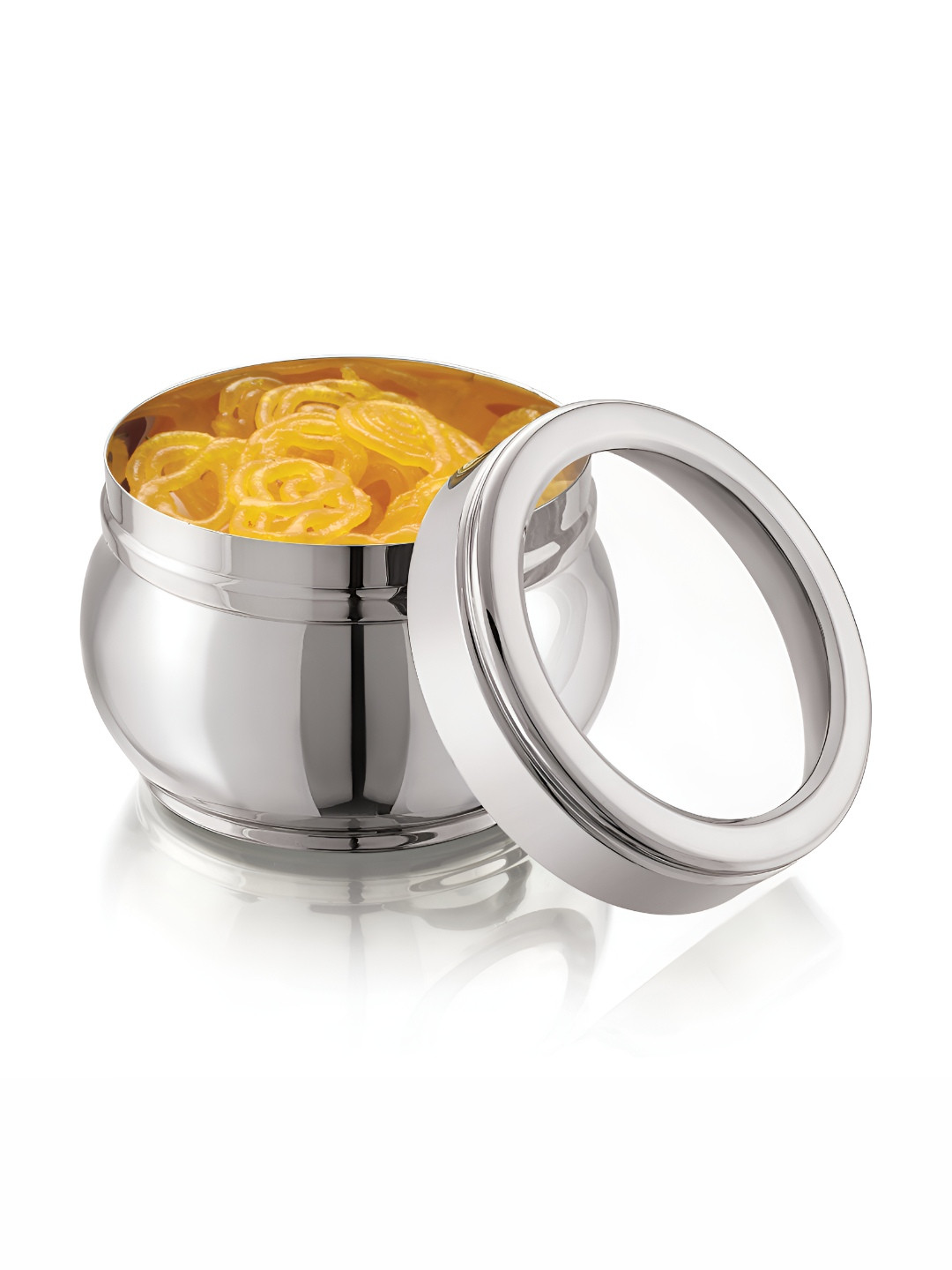 

MUKTI Silver-Toned Stainless Steel Dishwasher Safe Canister Container 650ml