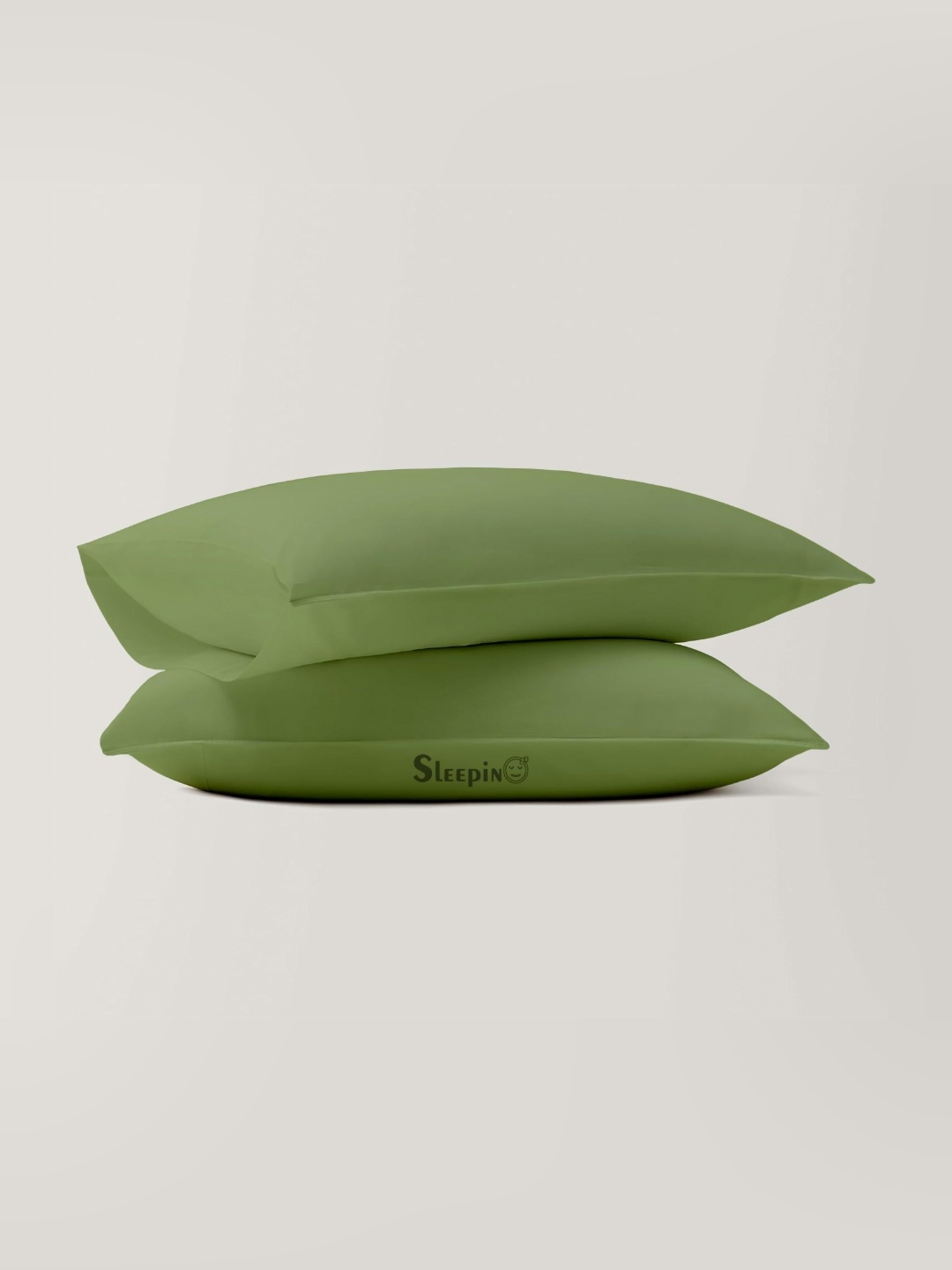 

Sleepino Olive Green 2 Pieces Pure Cotton Rectangle Pillow Covers