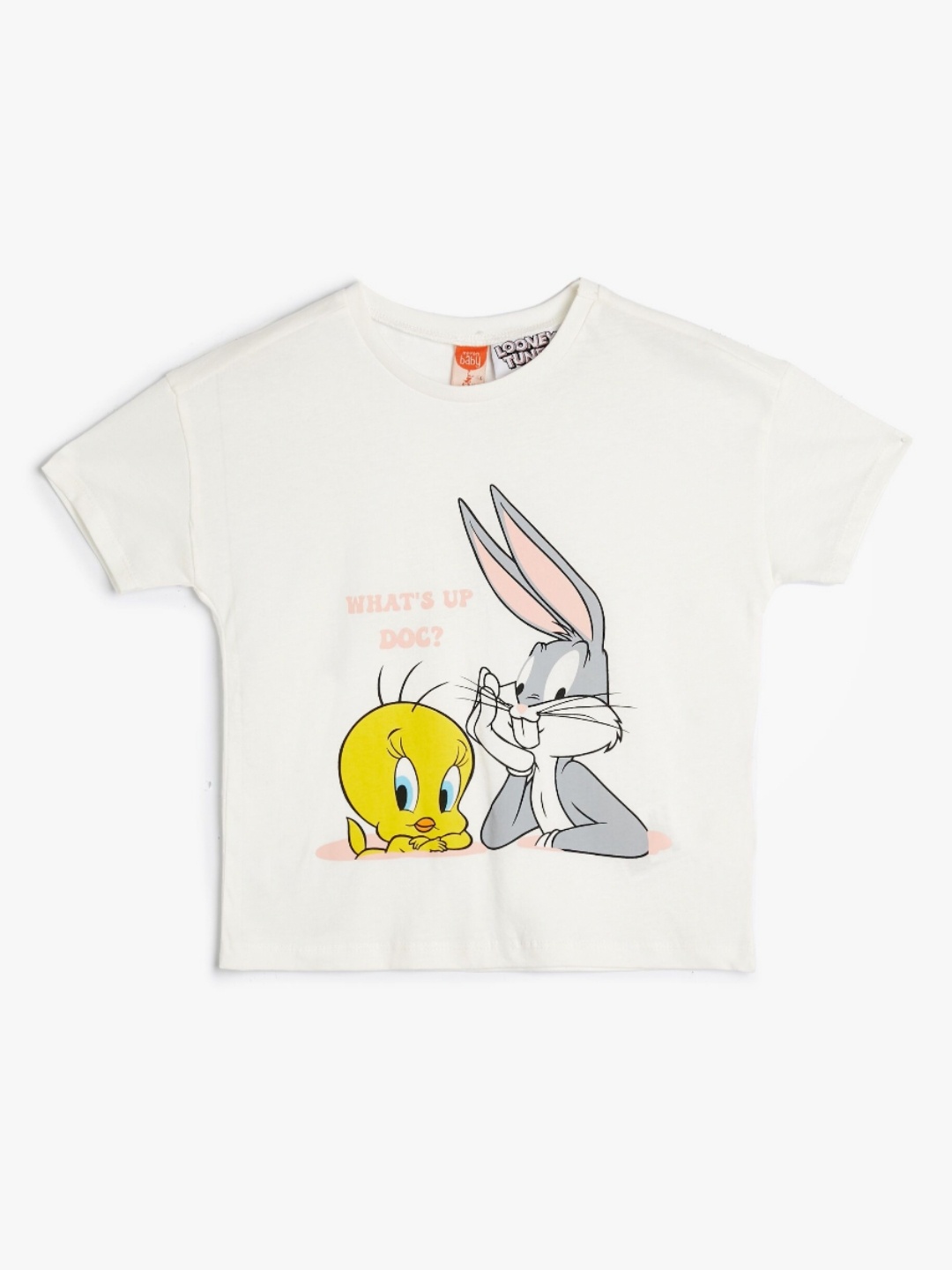 

Koton Girls Graphic Printed Round Neck Cotton T-shirt, White
