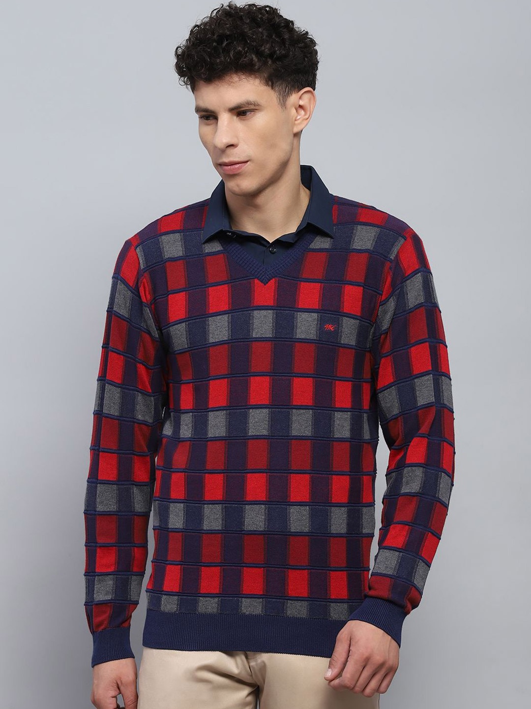 

Monte Carlo Men Checked Pullover, Blue