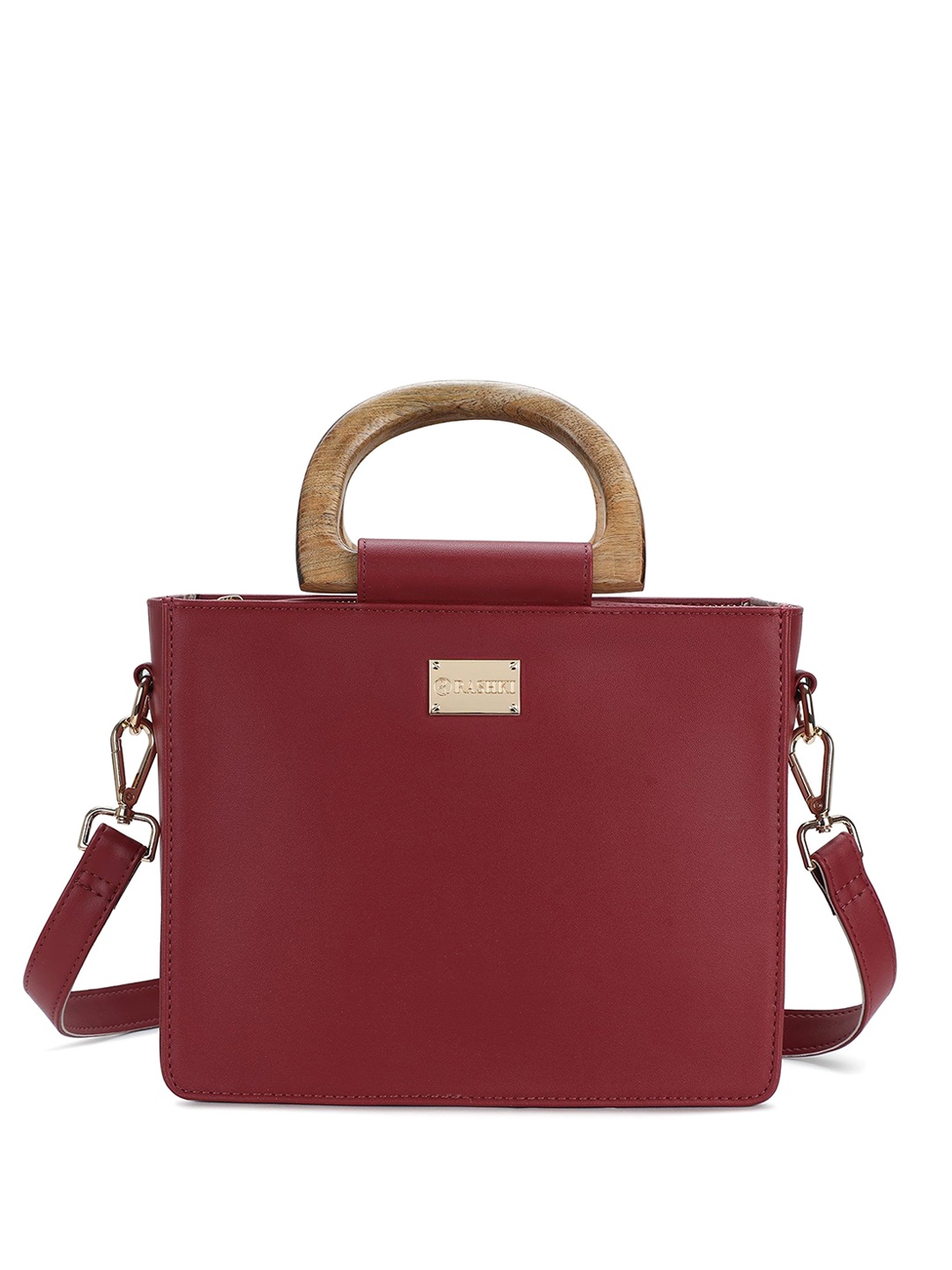 

RASHKI Women Textured Solid Structured Handheld Bag, Maroon