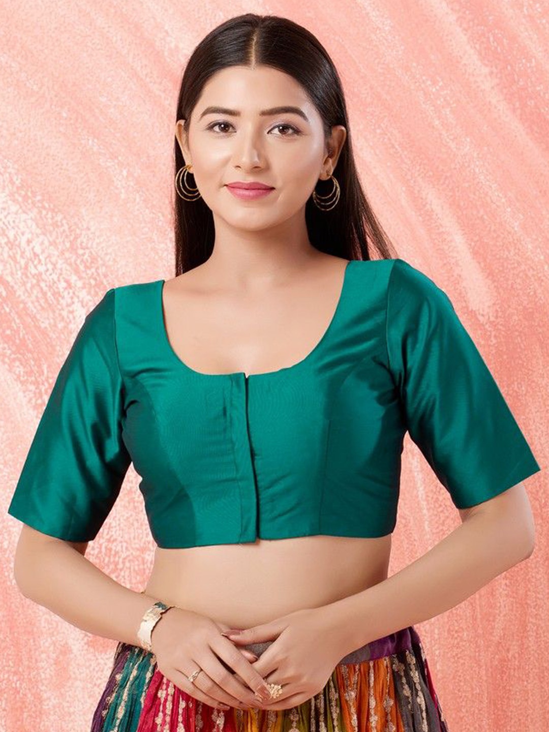 

Mmore Brocade Padded Saree Blouse, Green