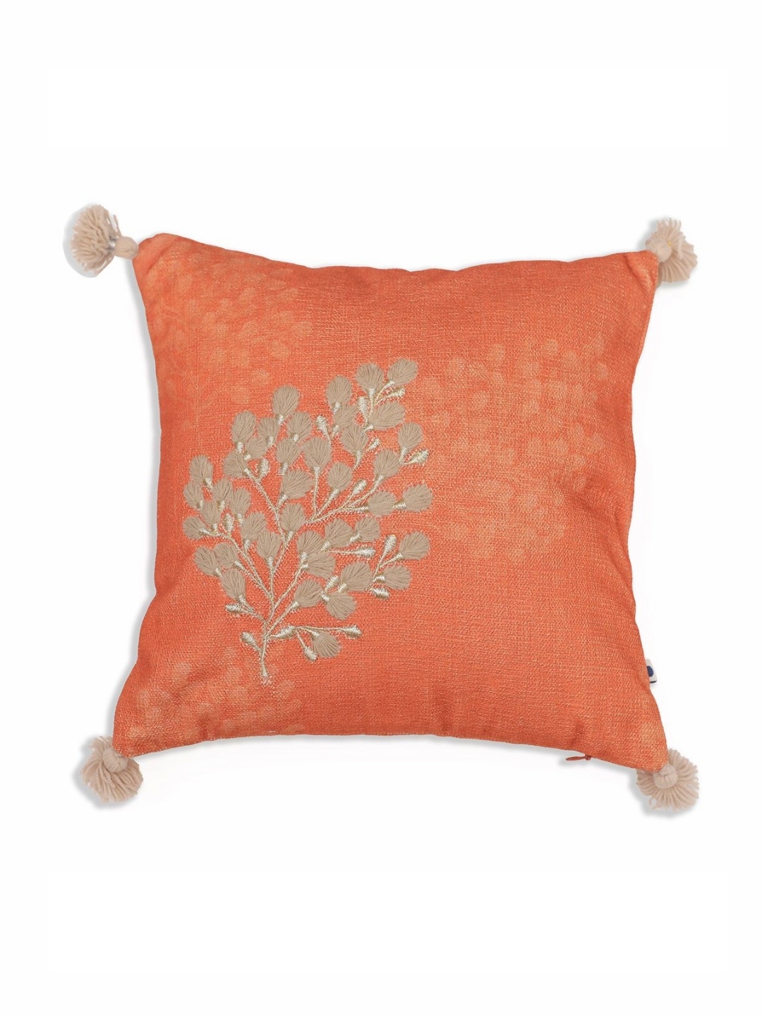 

ONSETHOMES jashn Orange & Beige Floral Printed Cotton Square Cushion Cover