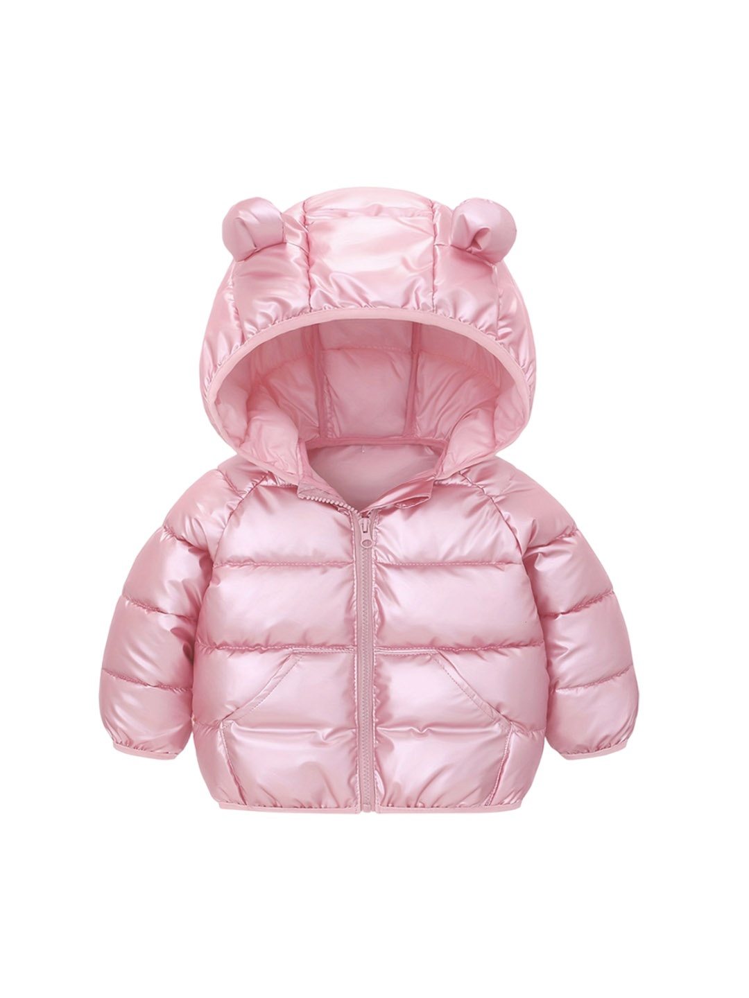 

Bold N Elegant Girls Hooded Solid Casual Puffer Jacket, Pink