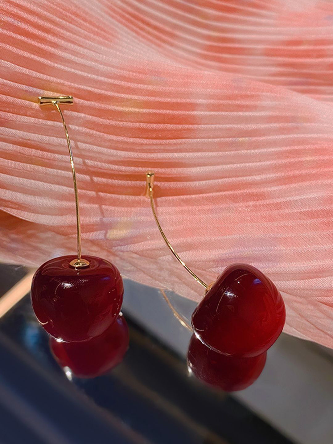 

styledose Sterling Silver Classic Cherry Drop Earrings, Red