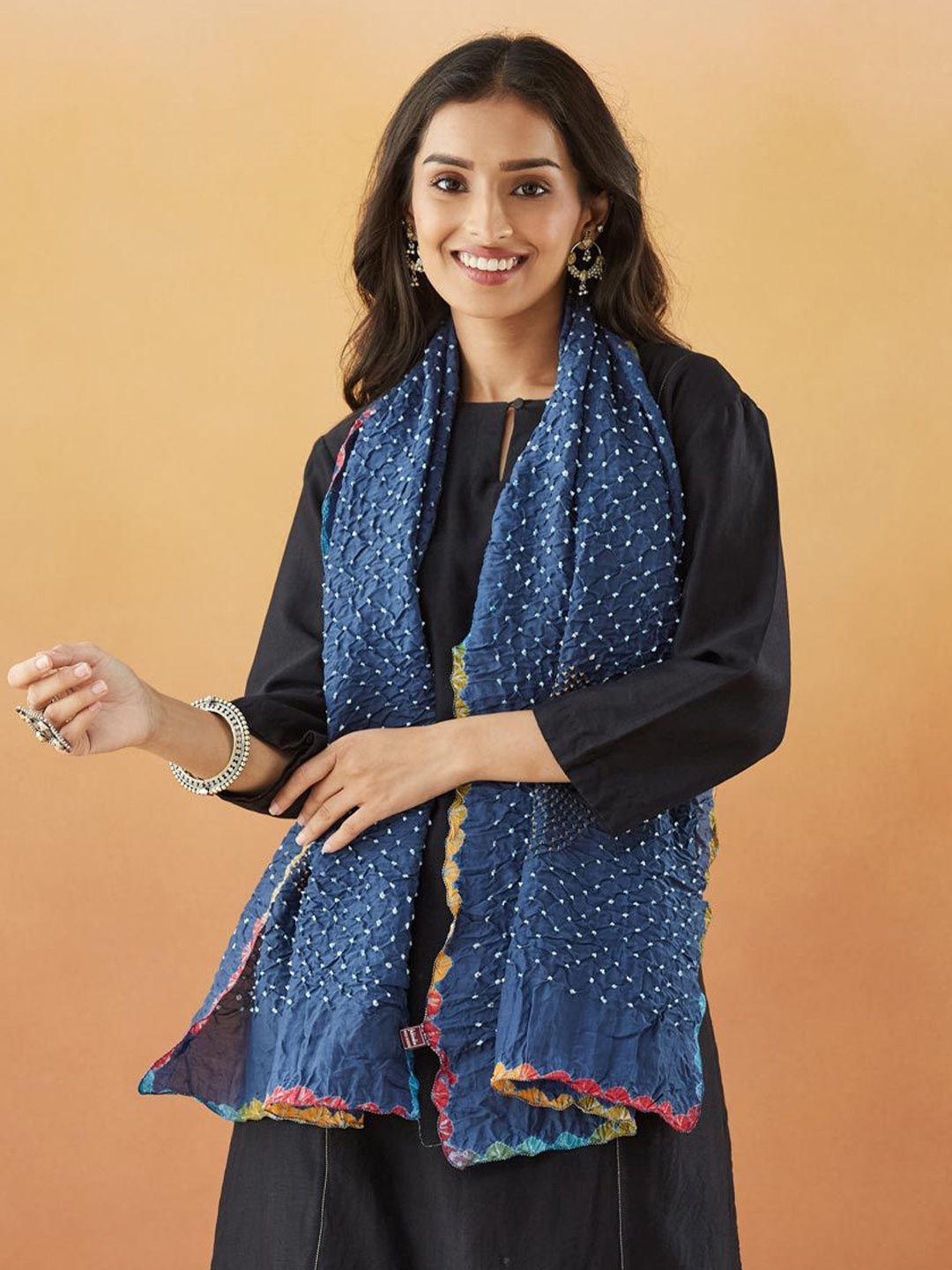 

Fabindia Women Stole, Navy blue