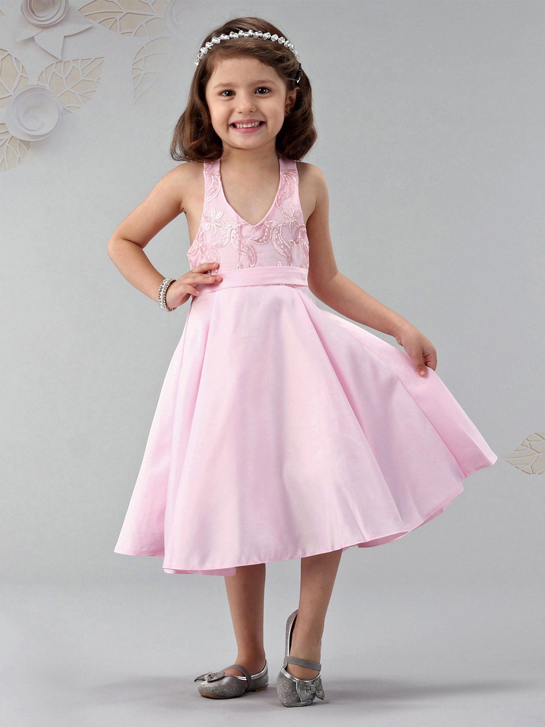 

Mark and Mia Girls Fit & Flare Midi Dress, Pink