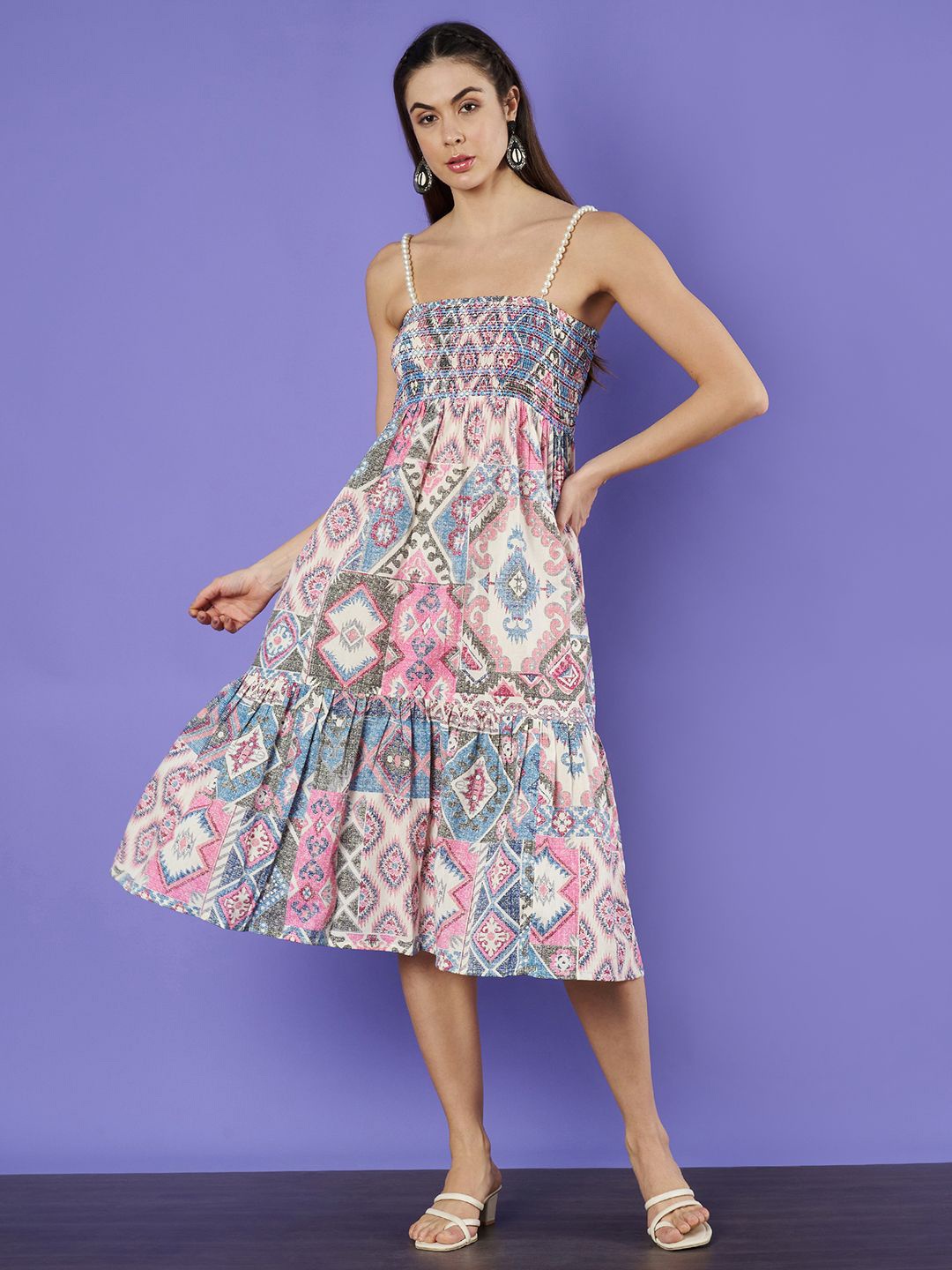 

KALINI Print Fit & Flare Midi Dress, Multi