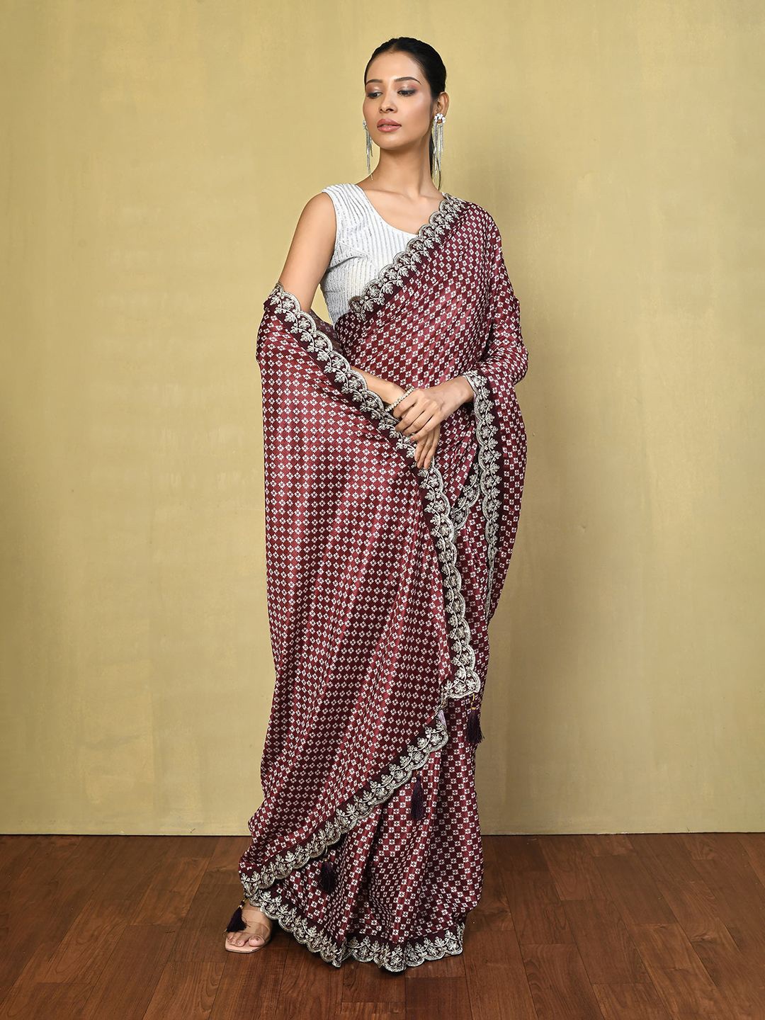 

Nazaakat by Samara Singh Embroidered Pure Silk Saree, Red
