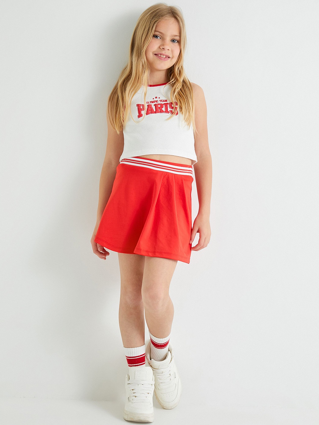 

Koton Girls Pleated A-Line Mini Skirts, Red