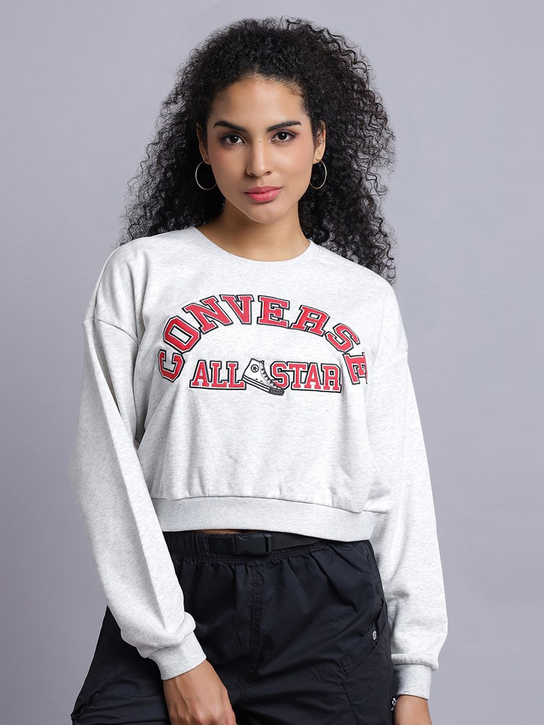 

Converse Women Heritage Cropped Crewneck Sweatshirt, Grey