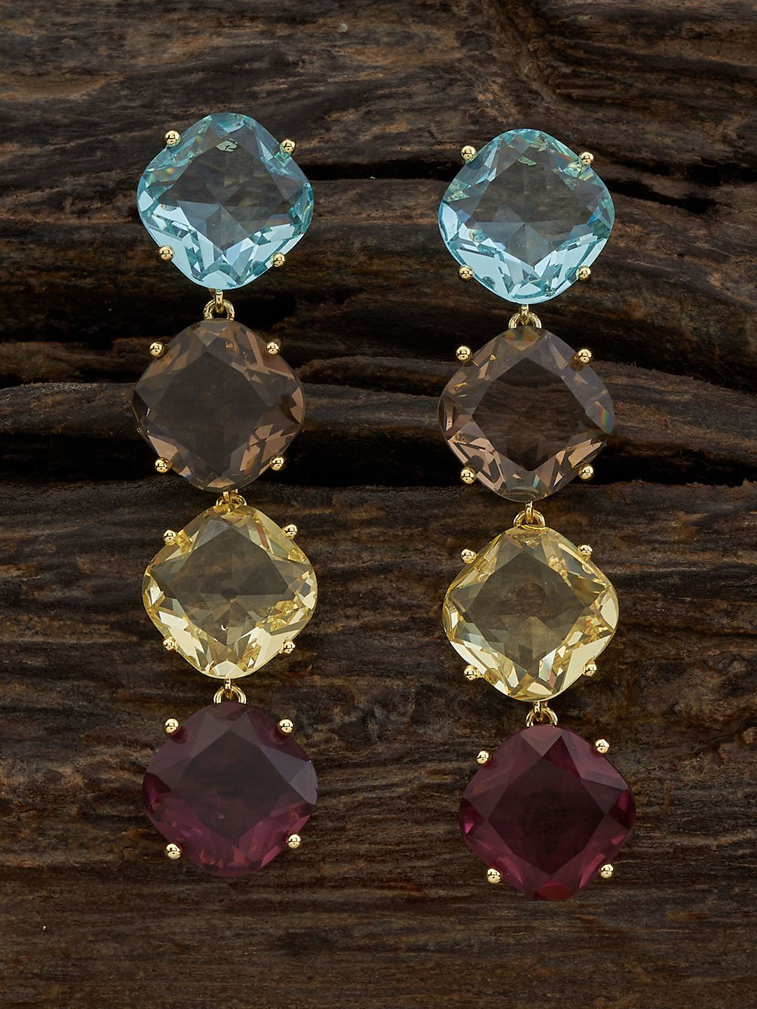 

Kushal's Fashion Jewellery Gold-Plated Cubic Zirconia Oval Drop Earrings