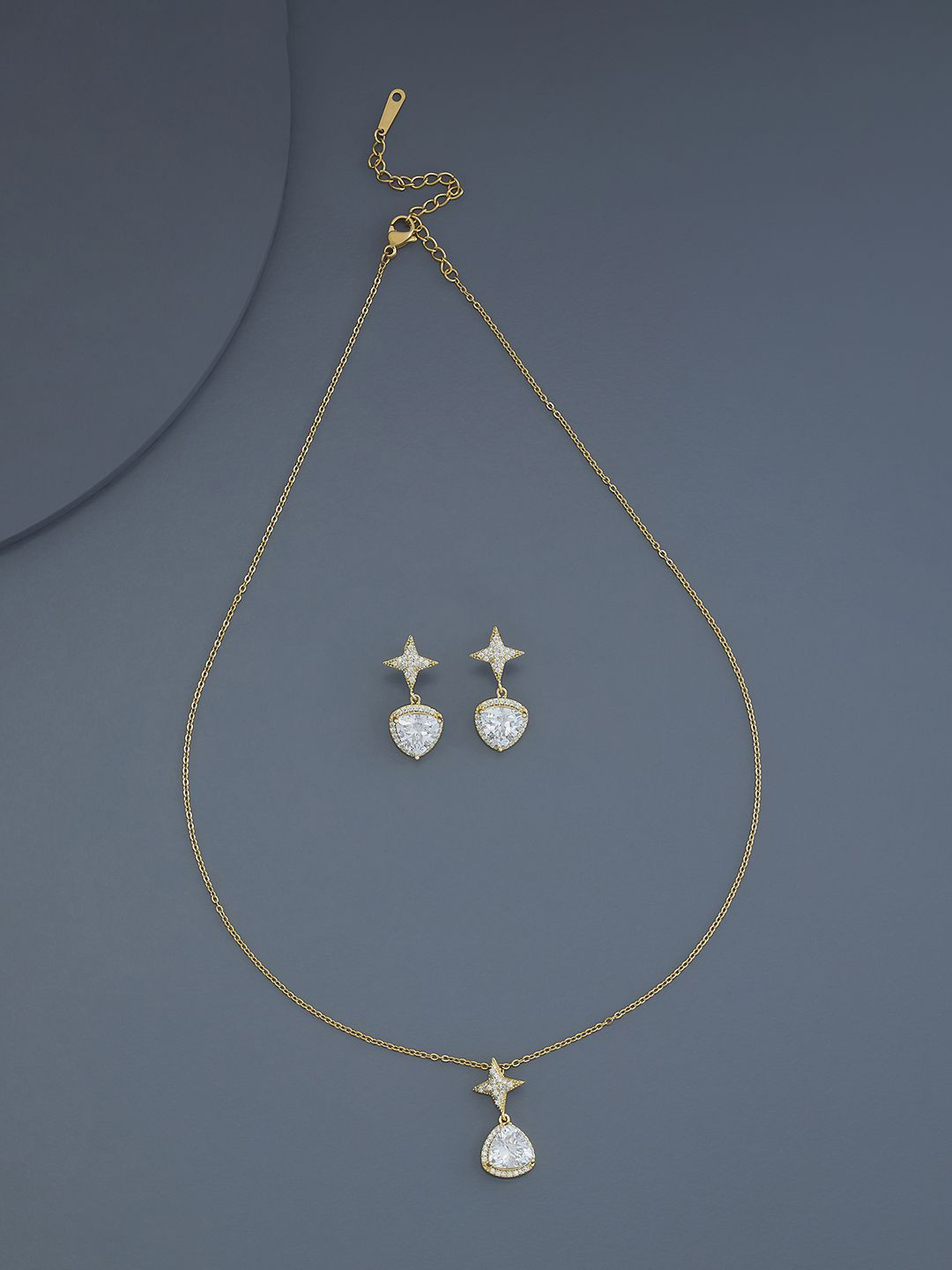 

Kushal's Fashion Jewellery Gold-Plated CZ-Studded Necklace & Earrings
