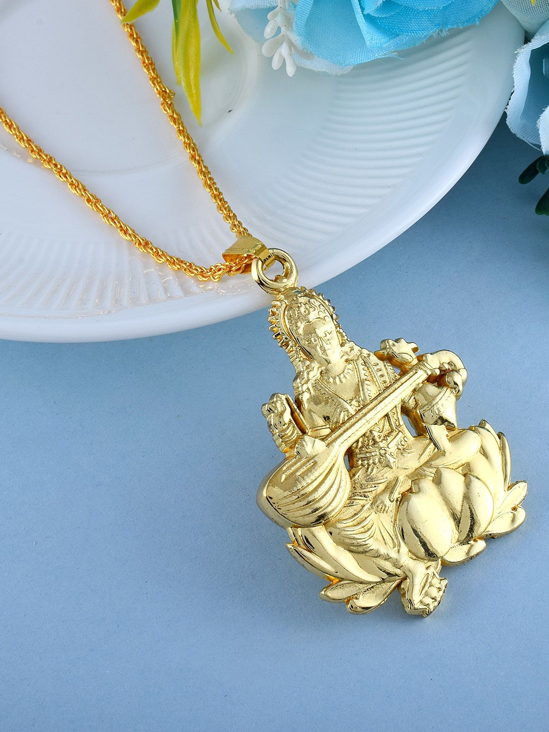 

MEMOIR Gold-Plated Goddess Saraswati Contemporary Pendant