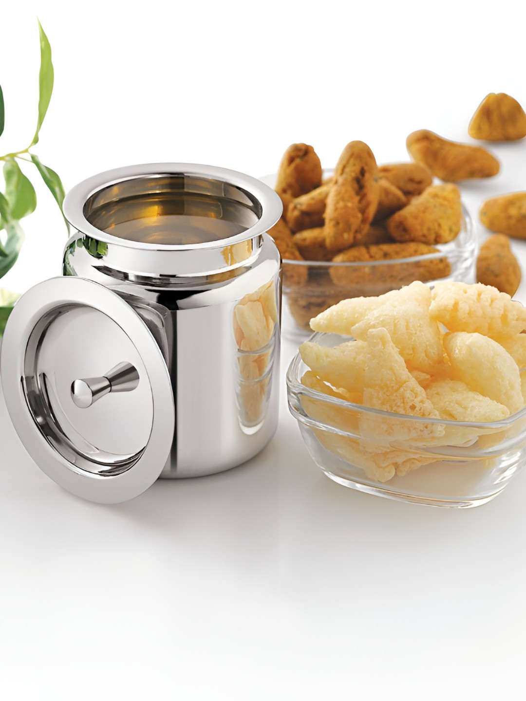 

MUKTI Silver-Toned Stainless Steel Dishwasher Safe Canister Container 650ml