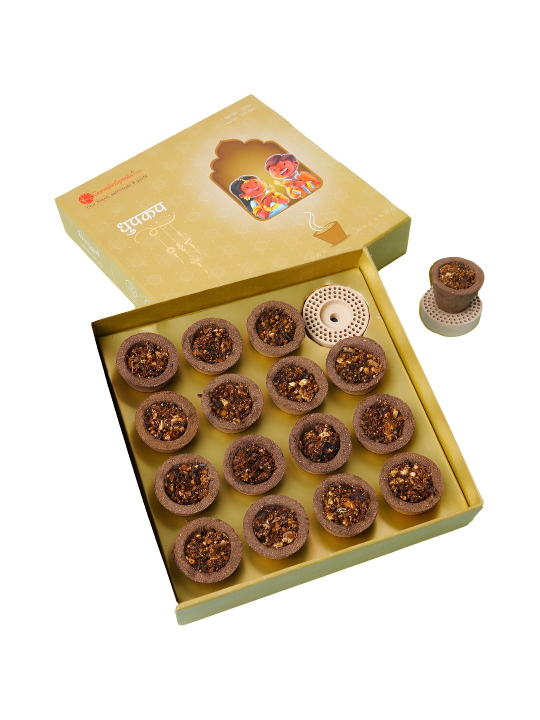 

GaneshaSpeaks Beige Wood Guggal Dhoop Cup