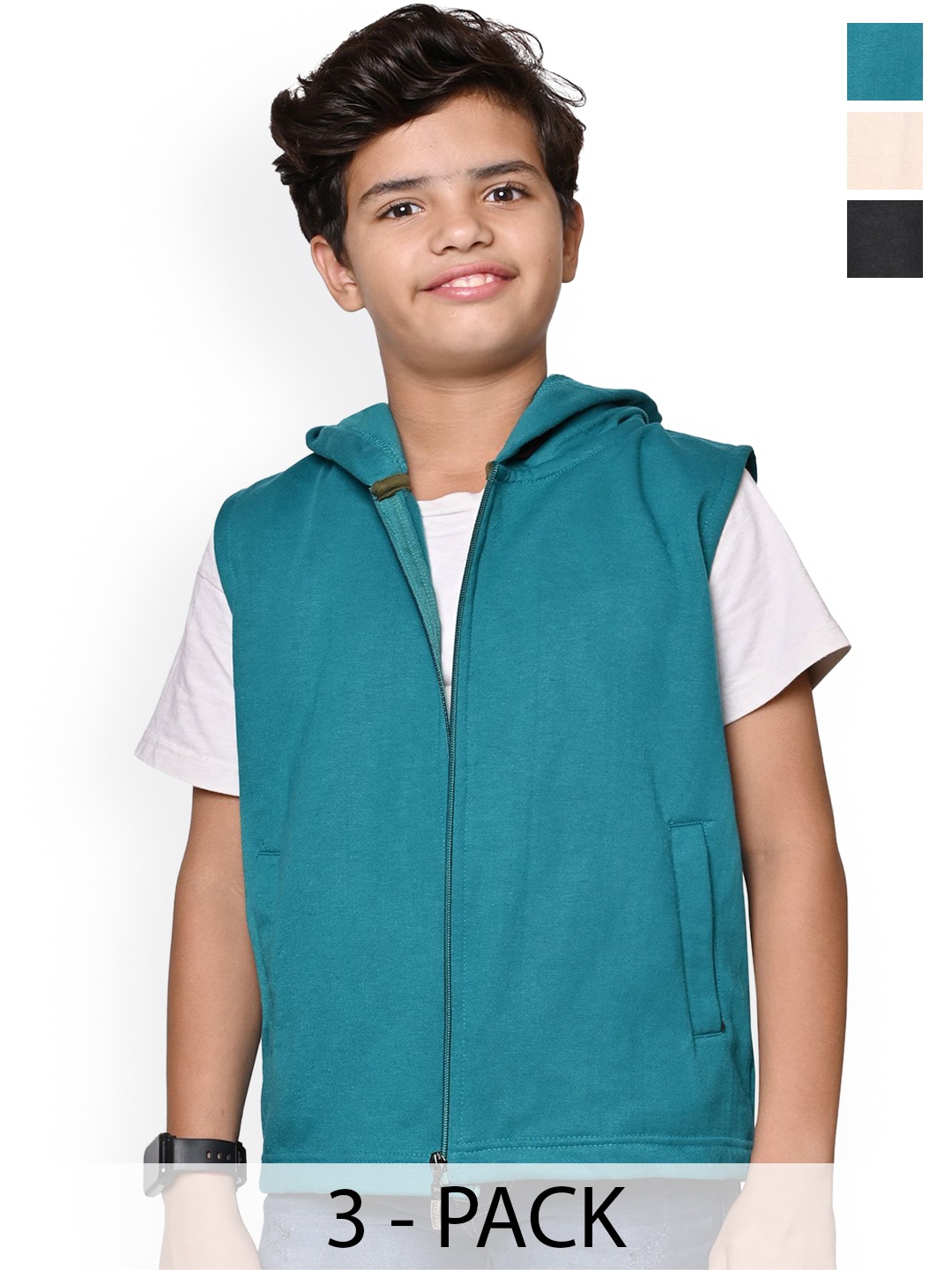 

BAESD Boys Pack Of 3 Hooded Solid Fleece Casual Bomber Jackets, Teal