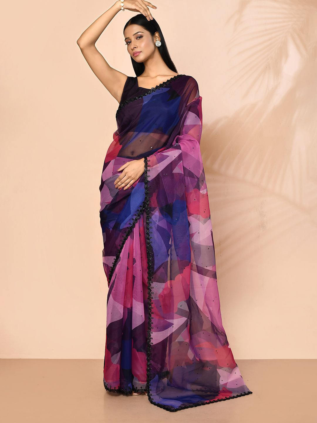 

Nazaakat by Samara Singh Embroidered Art Silk Saree, Purple