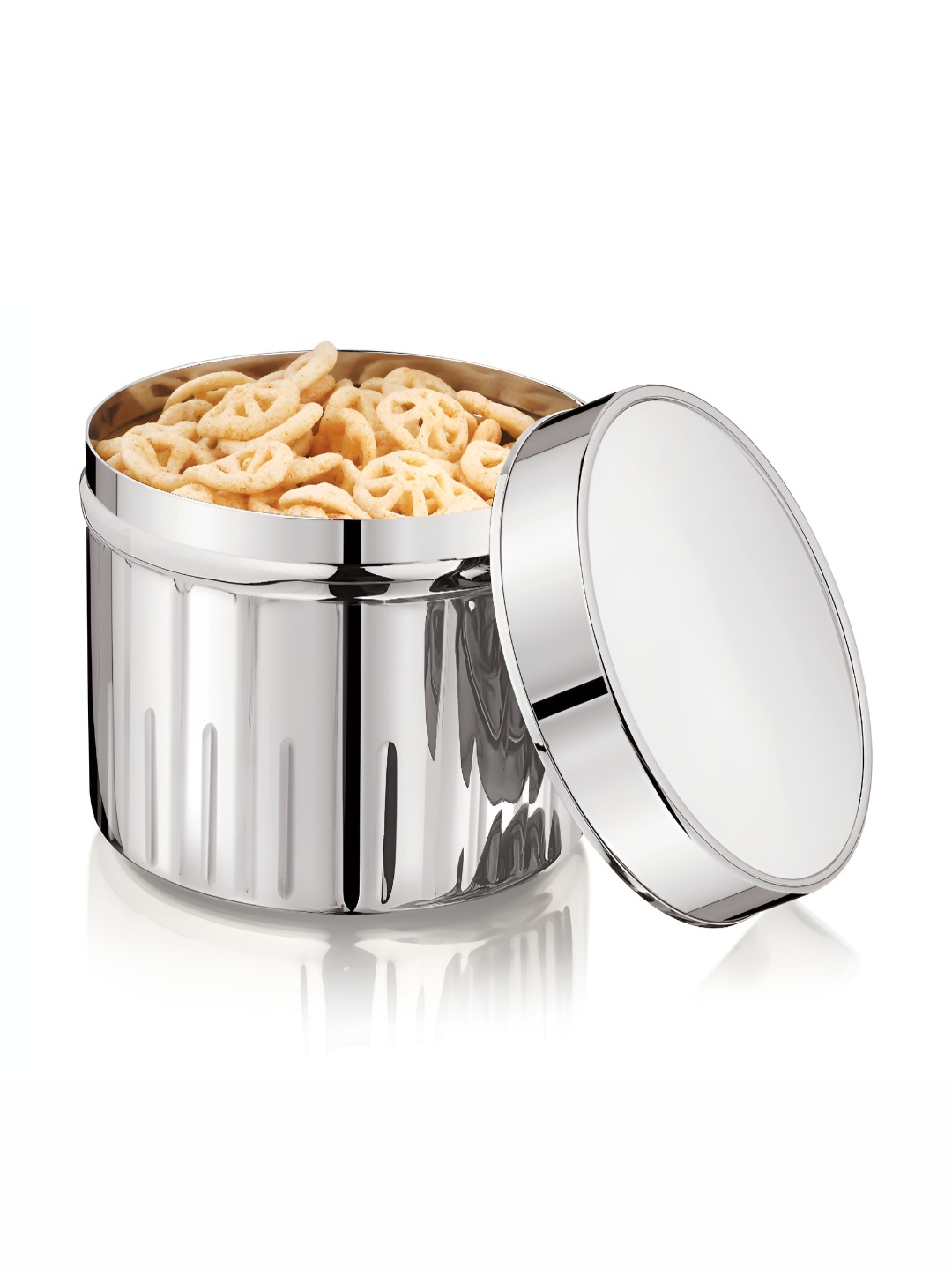 

MUKTI Silver-Toned Stainless Steel Dishwasher Safe Canister Container 1.2L