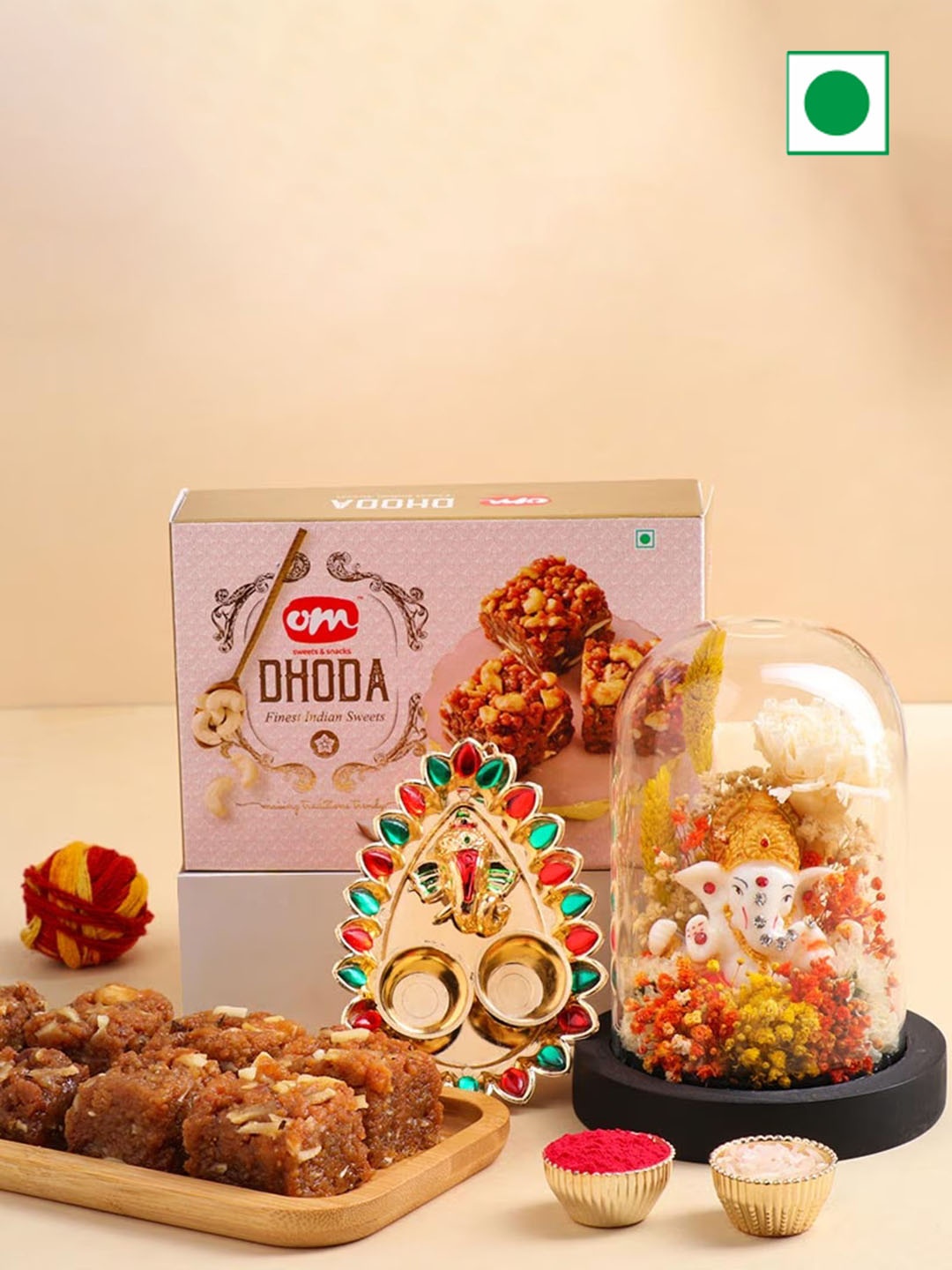 

Floweraura Set Of 3 Idol & Sweets Gift, Brown