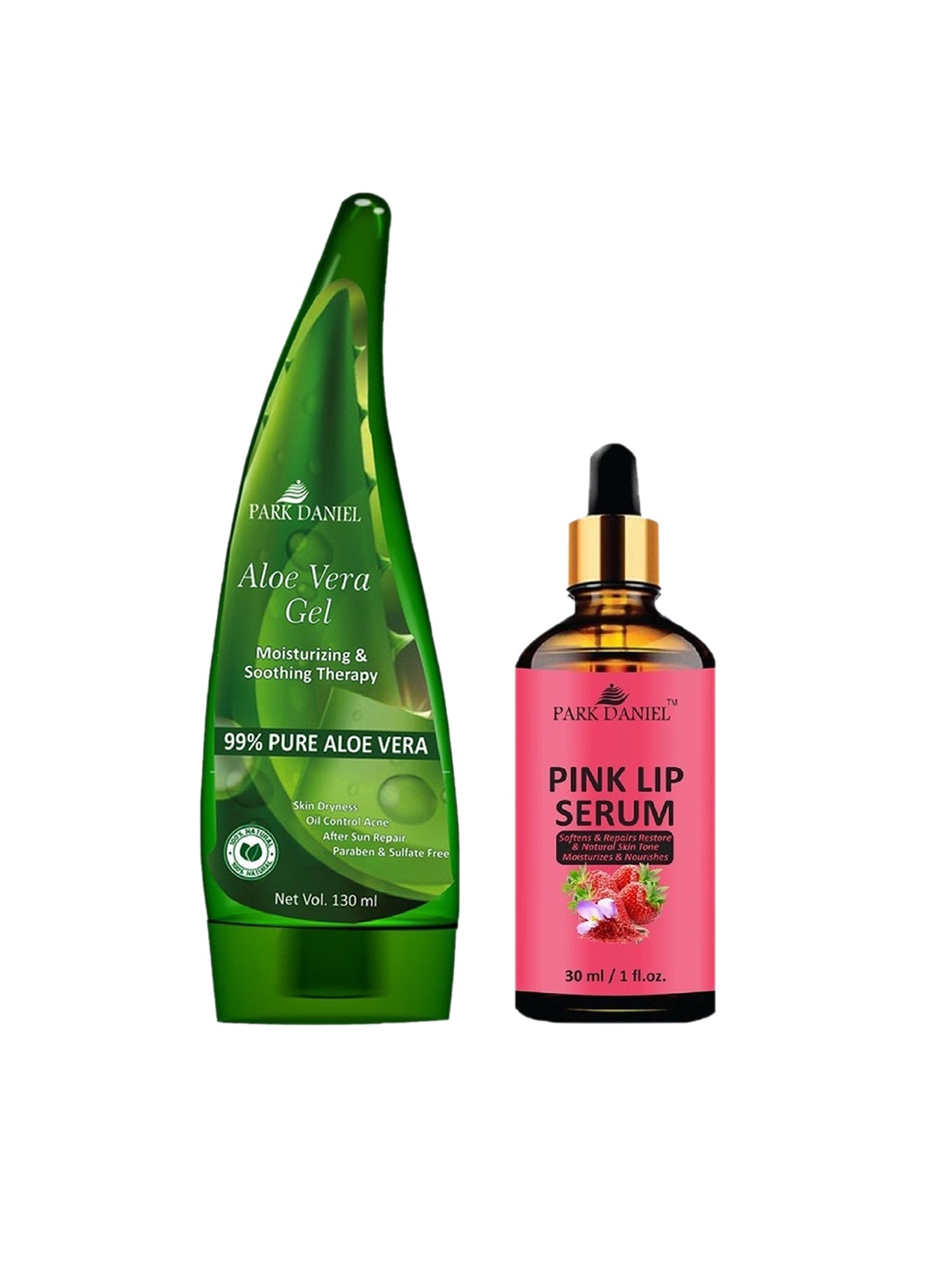 

Park Daniel Set Of 99% Pure Aloe Vera Gel 130ml With Pink Lip Serum 30ml, Green