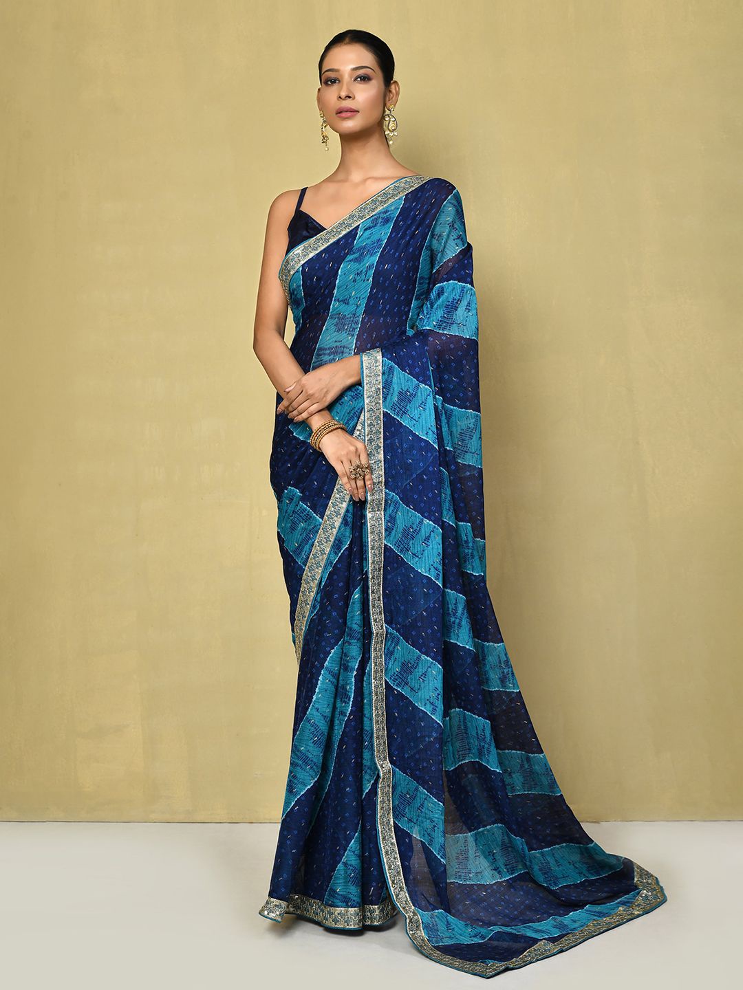 

Nazaakat by Samara Singh Embroidered Poly Georgette Saree, Blue