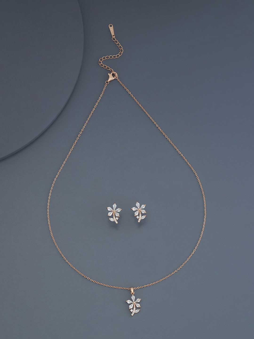 

Kushal's Fashion Jewellery Rose Gold-Plated Cubic Zirconia Studded Jewellery Set, White