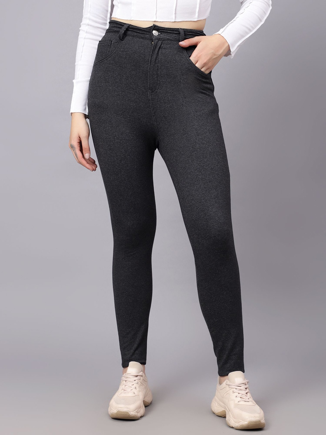 

Kotty Women Jean Skinny Fit High-Rise Stretchable Jeans, Black