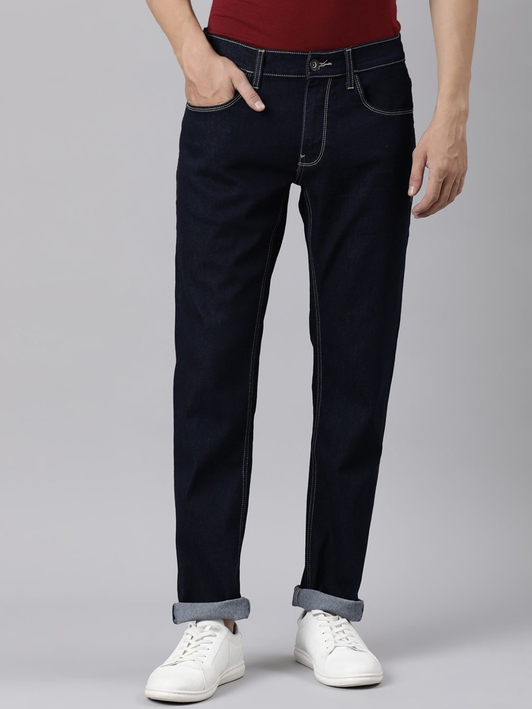 

American Bull Men Slim Fit Cotton Stretchable Jeans, Blue