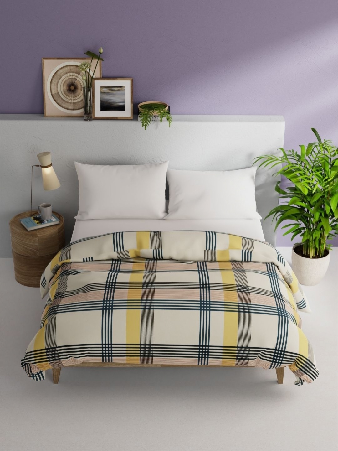 

BIANCA Victoria Yellow & Teal Checked Pure Cotton AC Room 150 GSM Double Bed Comforter