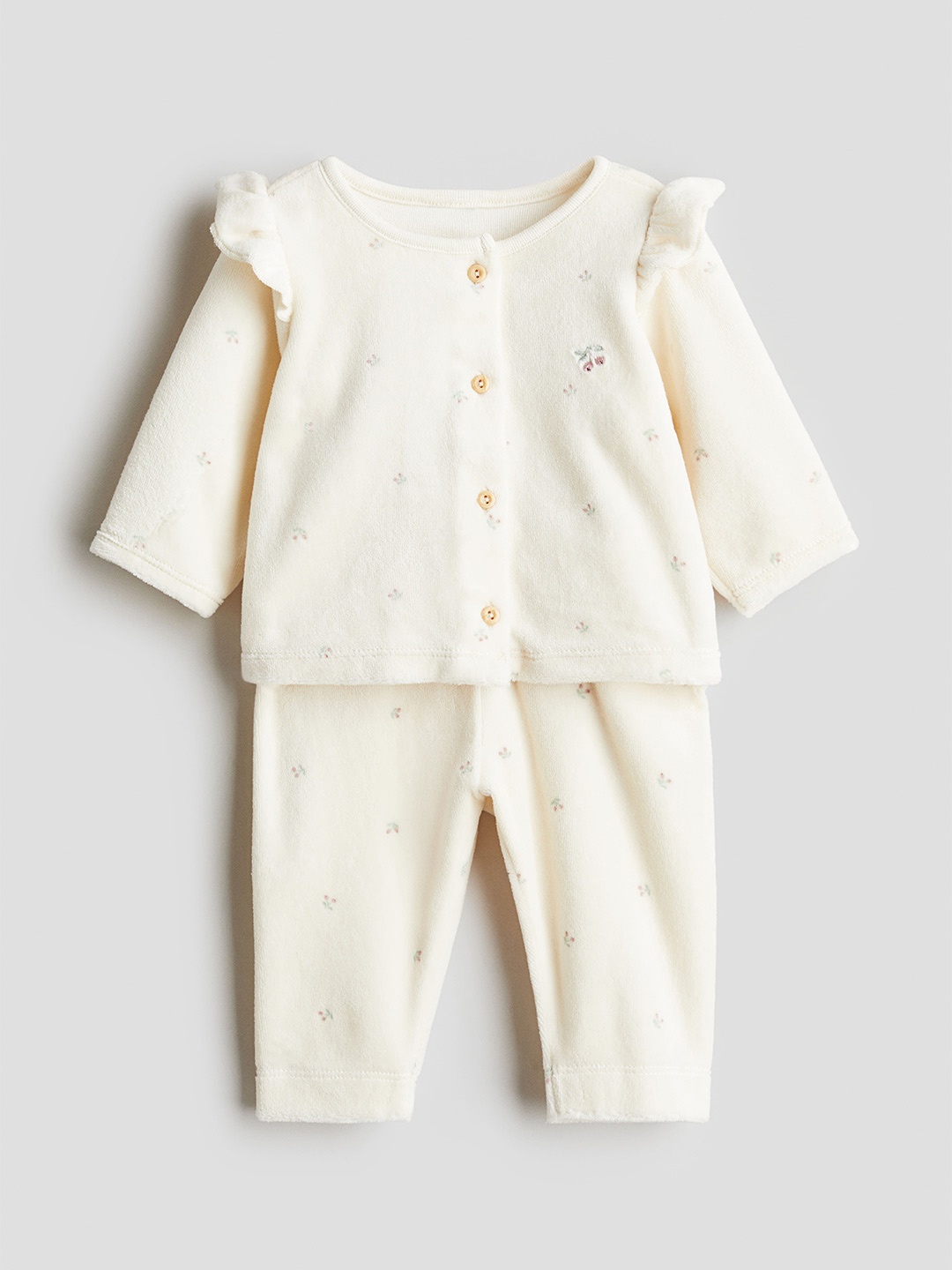 

H&M 2-Pcs Velour Set, Cream