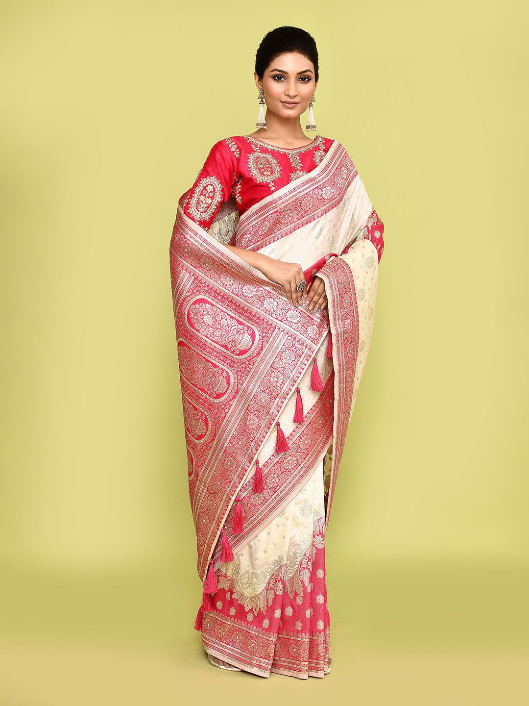 

Samyukta Singhania Woven Design Zari Pure Silk Saree, Off white