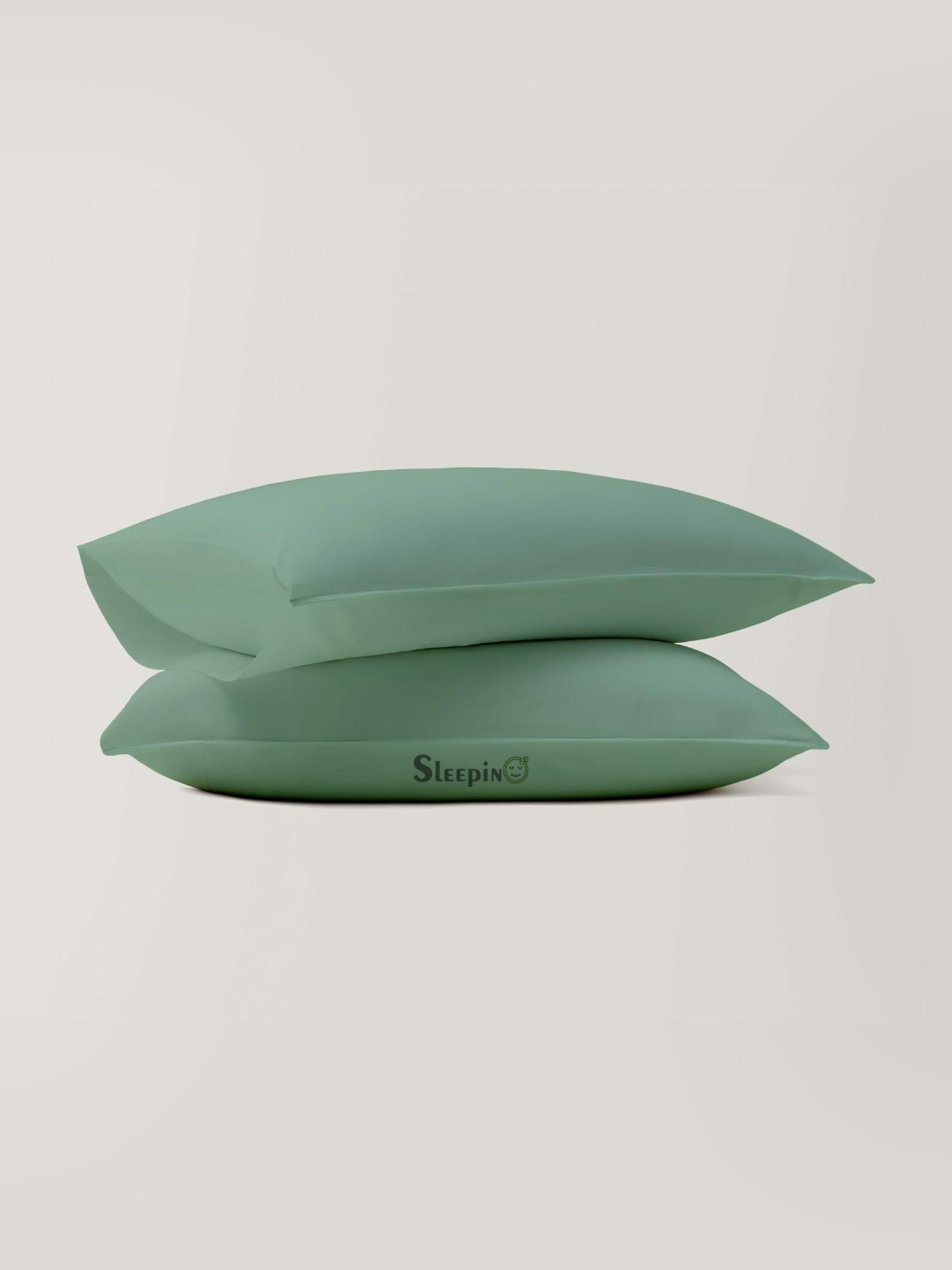 

Sleepino Green 2 Pieces Solid Pure Cotton Rectangle Pillow Covers