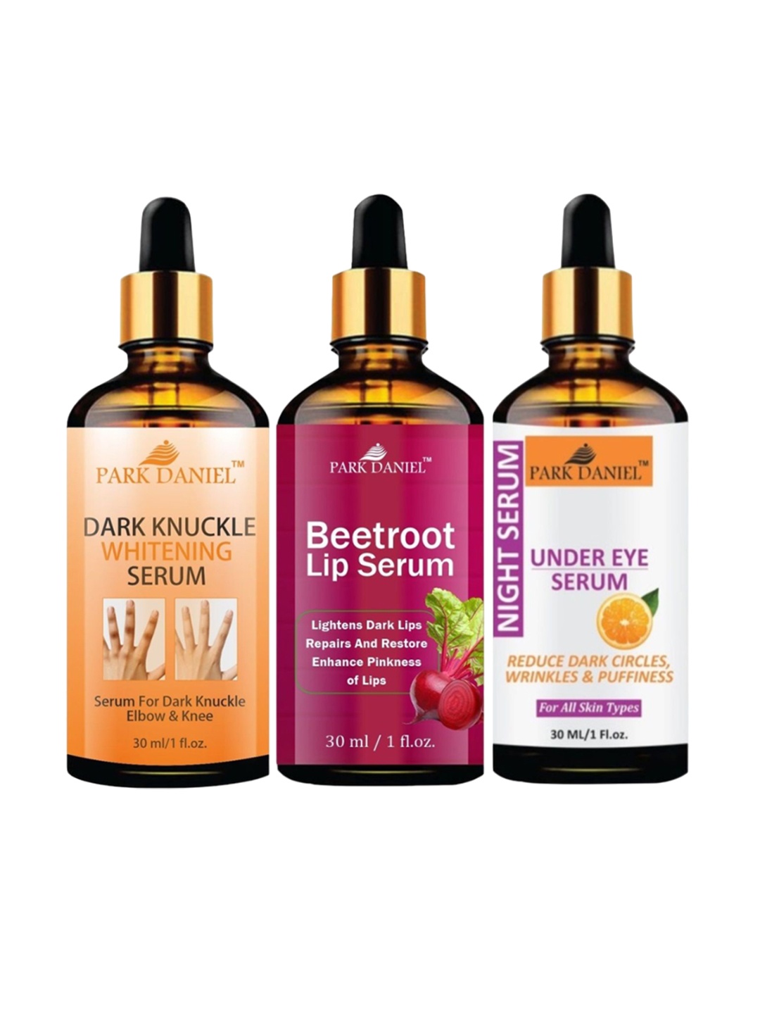 

Park Daniel Set Of 4 Dark Knuckle Serum & Lip Serum & Under Eye Serum - 30 ml Each, Multi